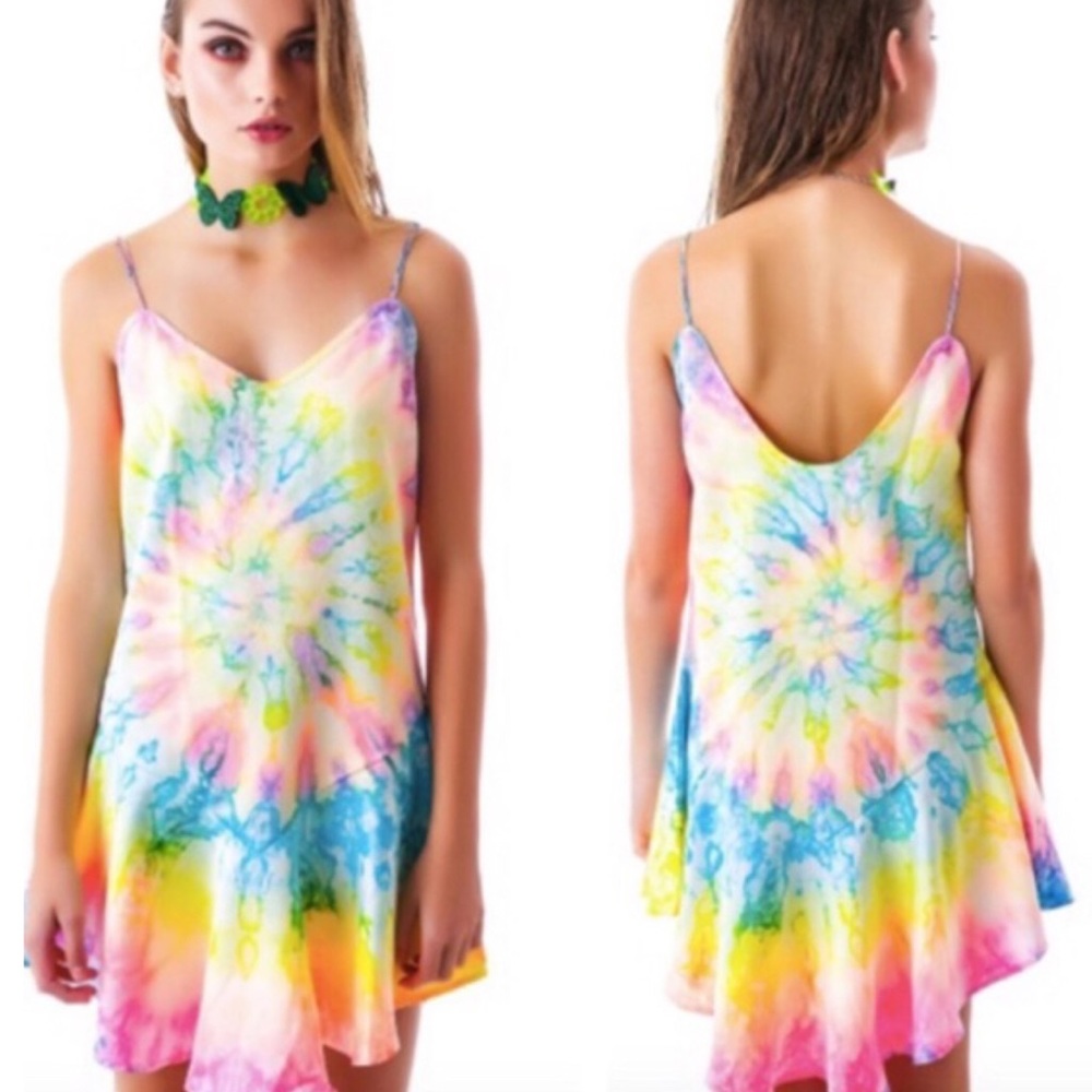 UNIF Tie Dye Charmeuse Dress